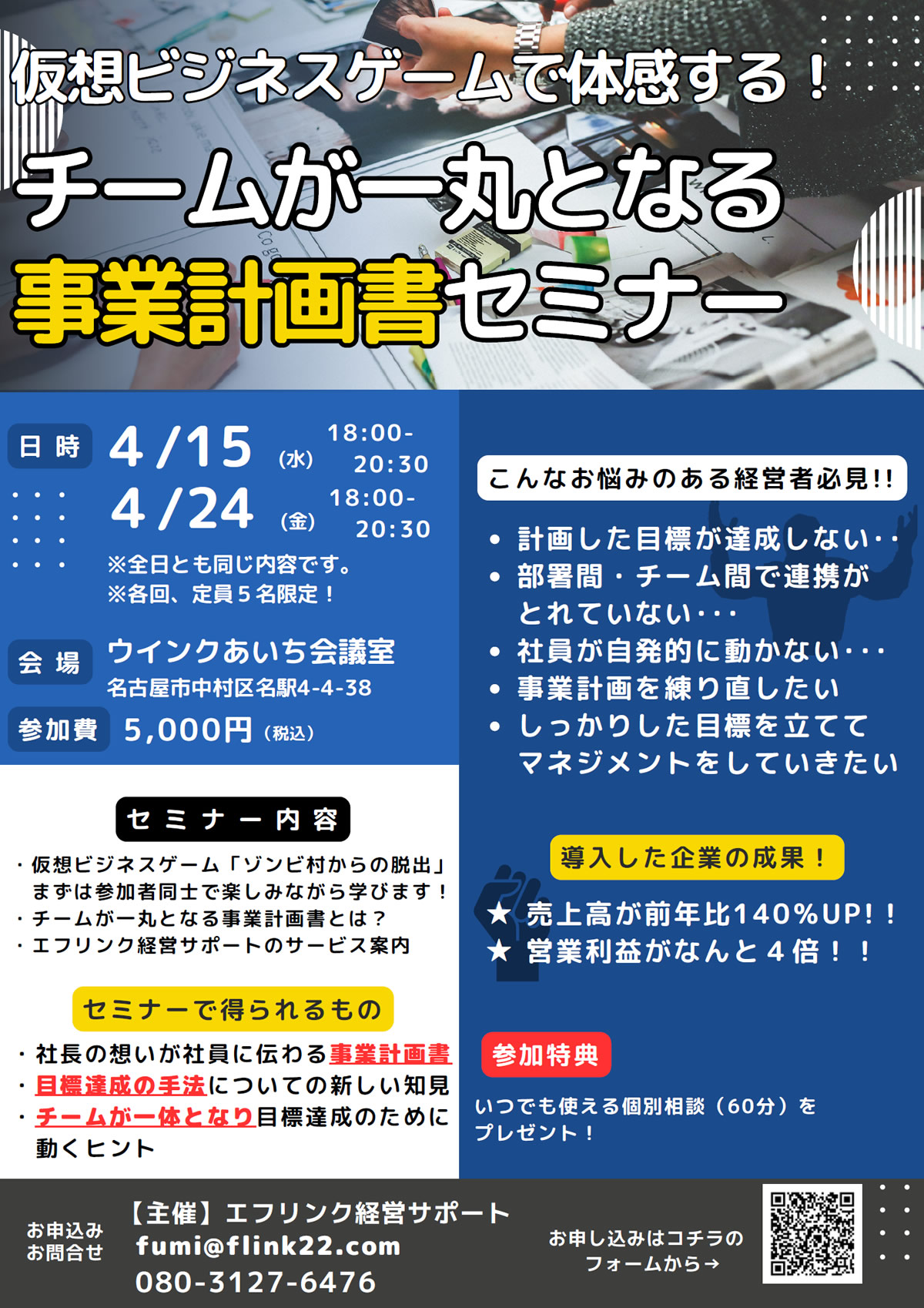 仮想ビジネスゲームで体感する!チームが一丸となる事業計画書セミナー